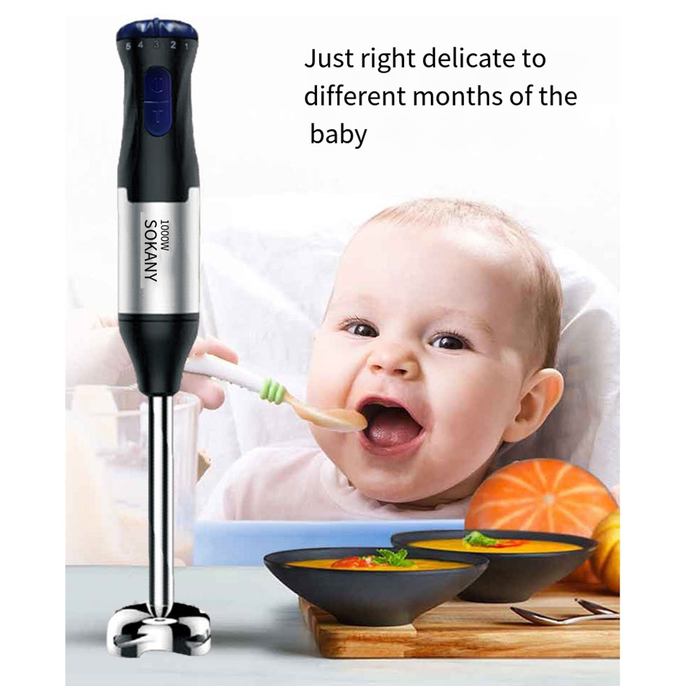 Household Electric Cooking Stick Machine, Multifunction Juicing Meat Grinder Mixer 4in1 Hand Blender Food Processor Egg Mixer