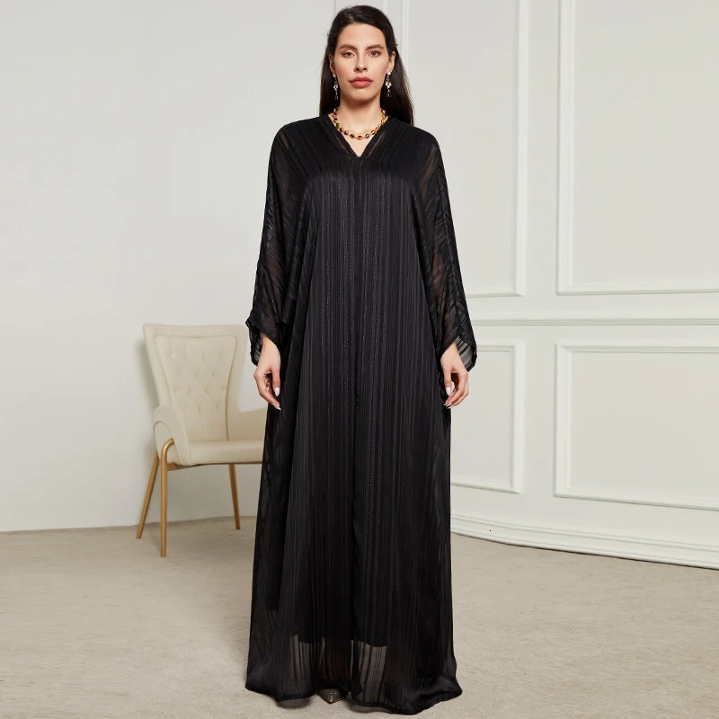 Selling Abaya Set For Muslim Women Kaftan Dubai Shiny Batwing Sleeve Evening Party Dress Modest 2 Piece Muslim Sets 241114