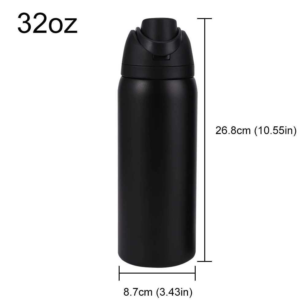 19-32 oz straw portable water cup 304 stainless steel sports water bottle vacuum hot filling g outdoor camping sports Y241114