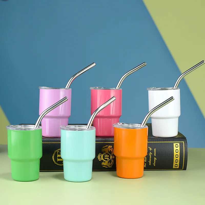 Mini Cold Swap Lens Stainless Steel Hot Cup Single/Double Layer Straw Cup Small Capacity Cup Y241114