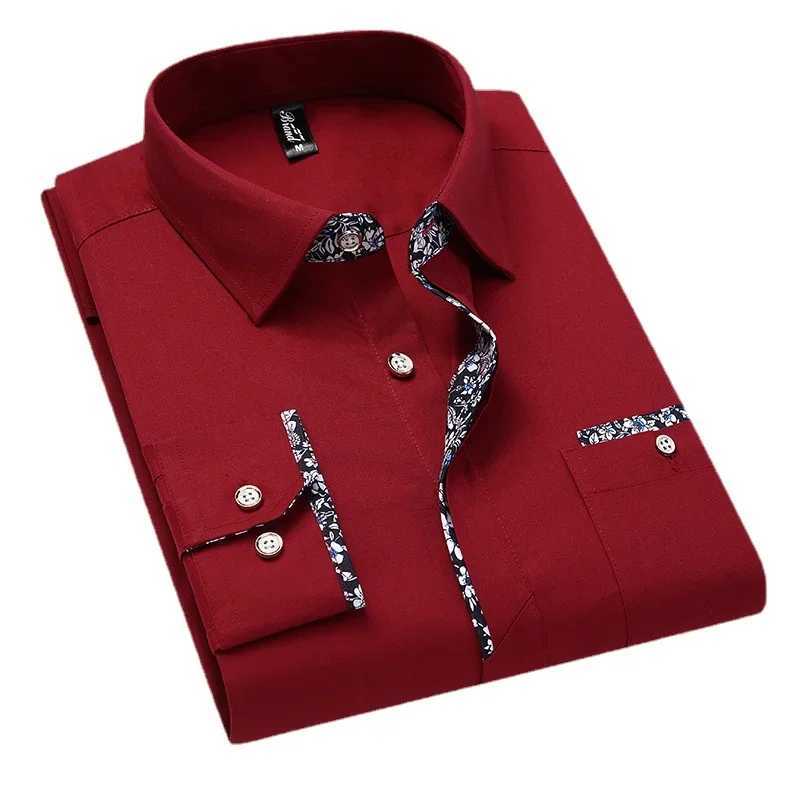 Quality Men Shirt Long Sleeve Business Dress Casual Shirts Cuff Print Spring Slim Fit Brand Weeding Shirt Man Shirt 5XLXJ24113