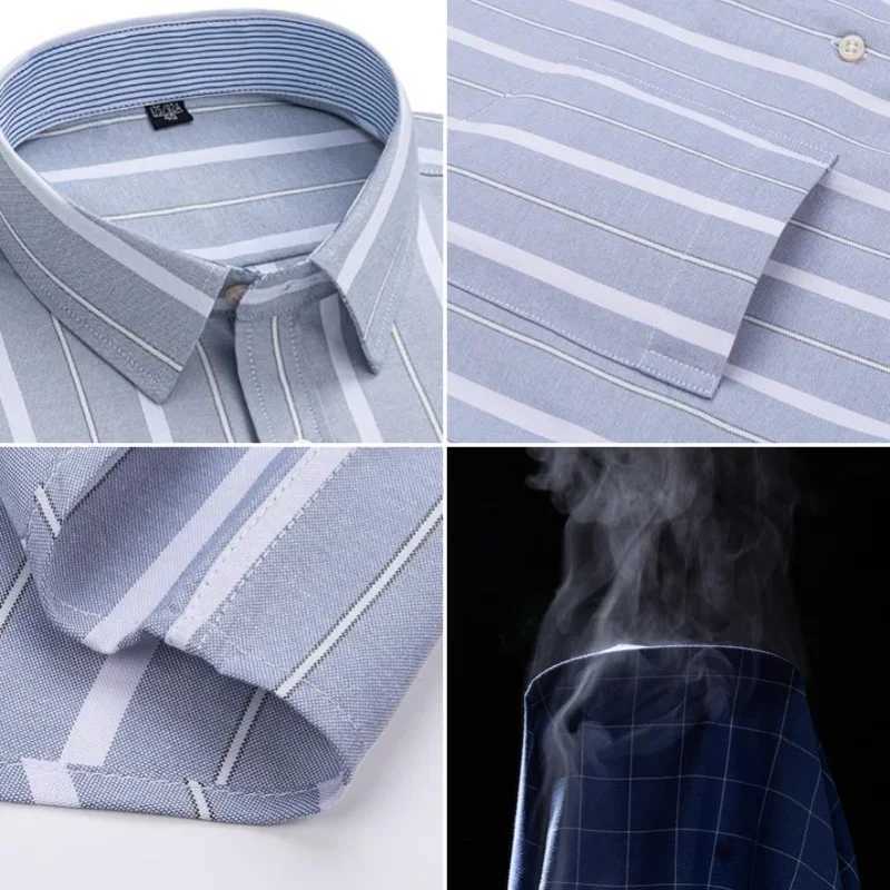 100% Cotton Oxford Mens Shirt Short Sleeve New High Quality Business Casual Fashion Mens Plus Size Shirt Formal S-7XLXJ24113