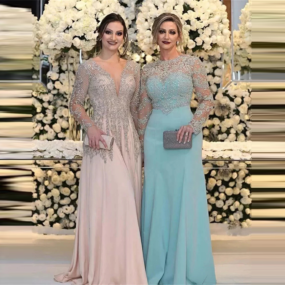 Sexy Mother Of The Bride Crystals Beading Two Styles Chiffon Party Dress Evening Gowns Plus Size