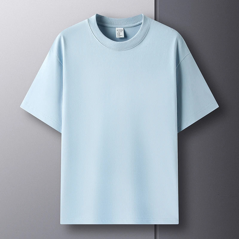 100 pure cotton summer highend mens short sleeve round neck fashionable style half sleeved top breathable Tshirt 241108