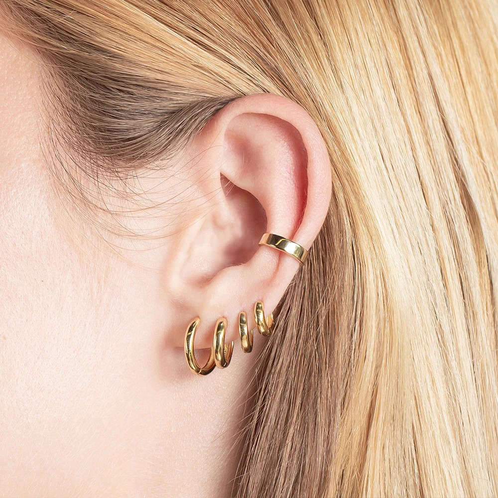 Hoop Earrings Stainless Steel For Women Men Sliver Color Earring Korea Cartilage Piercing Classic Jewelry Accessories Gift 25mm 241114