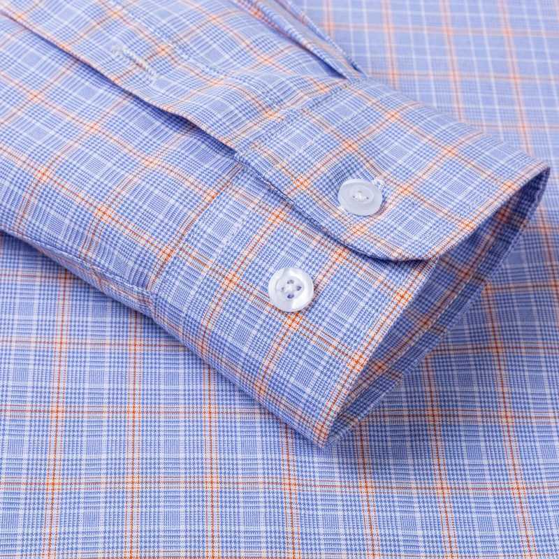 Pure 100% Cotton Plaid Shirts For Mens Long Sleeve High Grade Business Casual Checked Shirt Men Comfortable Office Formal WorkXJ24113