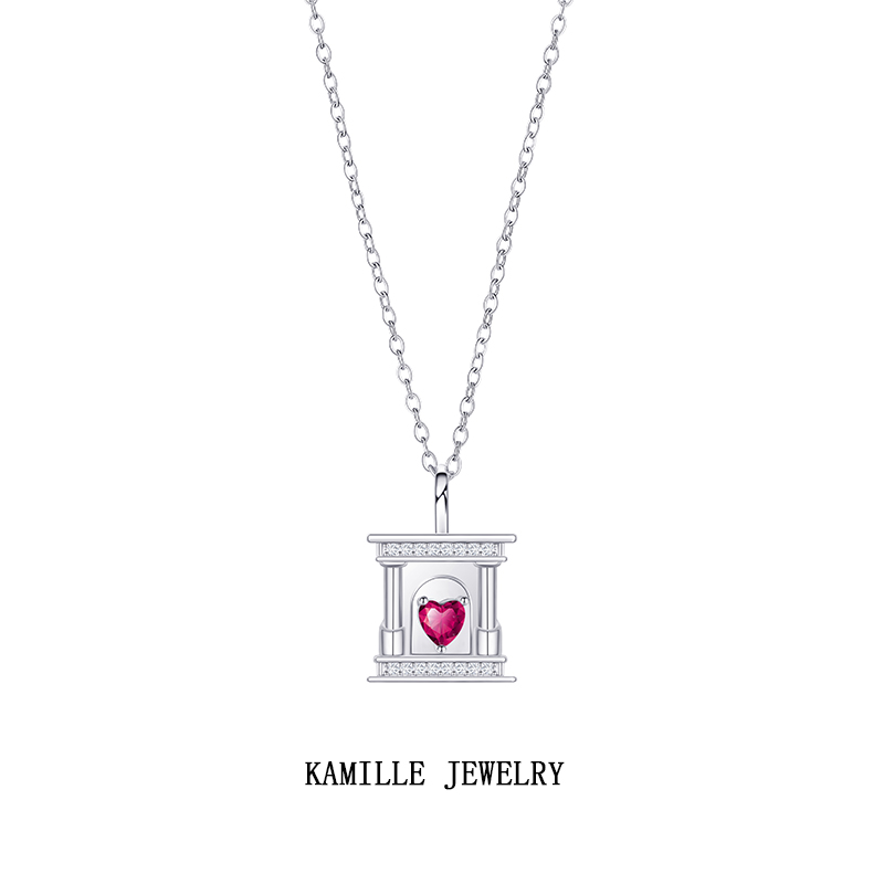 Chic Commute-Friendly Winter-Inspired Heart & Fireplace Pendant Necklace in Stainless Steel for Women