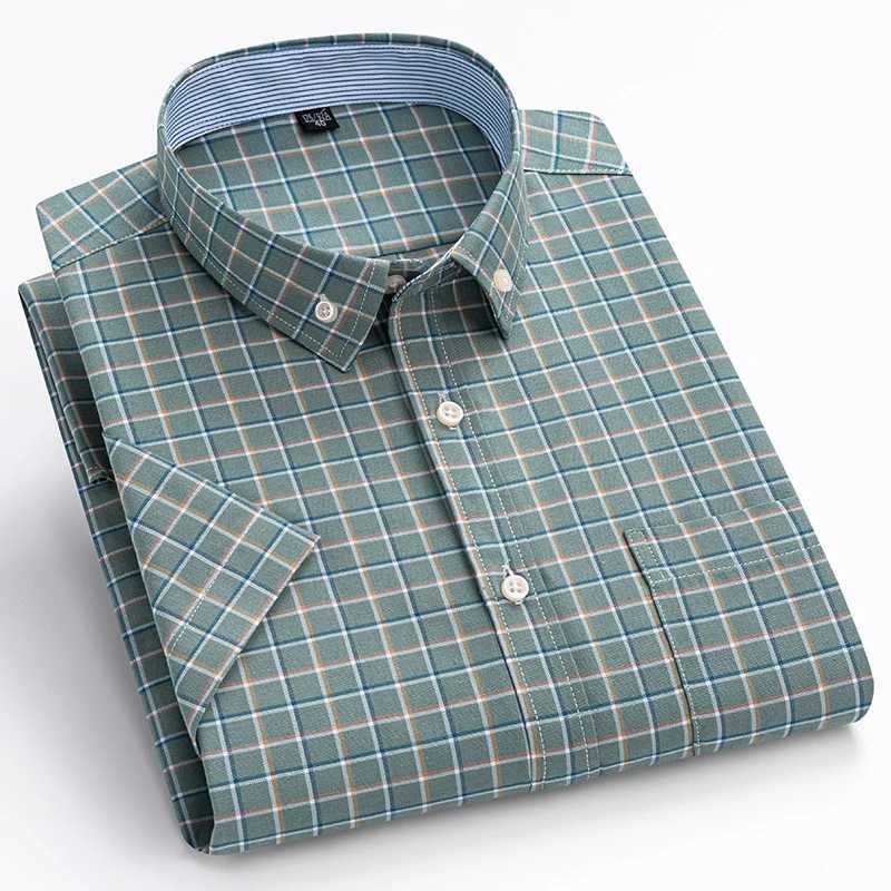 100% Cotton Oxford Mens Shirt Short Sleeve New High Quality Business Casual Fashion Mens Plus Size Shirt Formal S-7XLXJ24113