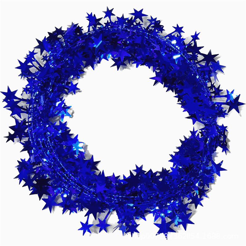 Christmas decorative garland pentagram pull flower gold star rattan wire multi-colour garland wholesale 7.5m long