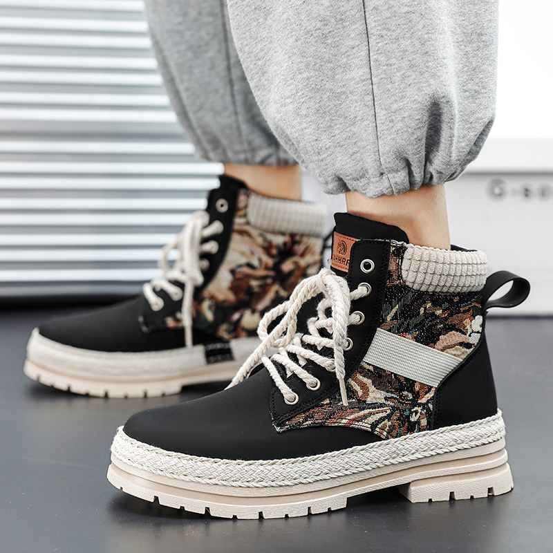 Men's Leather Cowboy Boots Casual Winter Work hot Platform Sneakers with New Ankle Support - 2024 Tactical Design