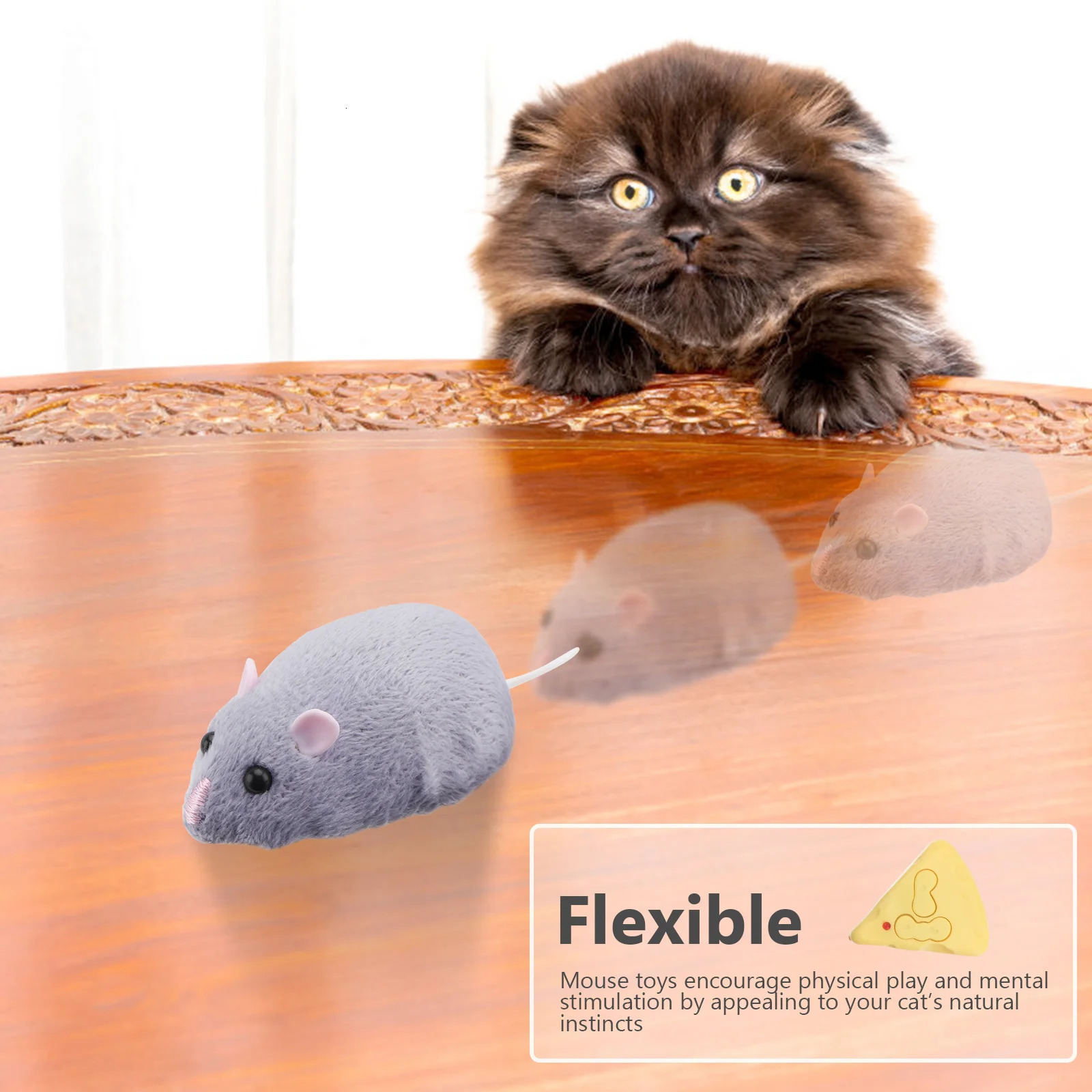 Remote Control Mouse Model Pet Teasing Toy Cat Teaser Playing Toys Mice Supplies Realistic Funny Chew 240411