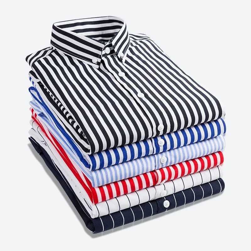 Brand New Men Shirt Male Dress Shirts Striped Mens Casual Long Sleeve Business Formal Plaid Shirt camisa socialXJ24113