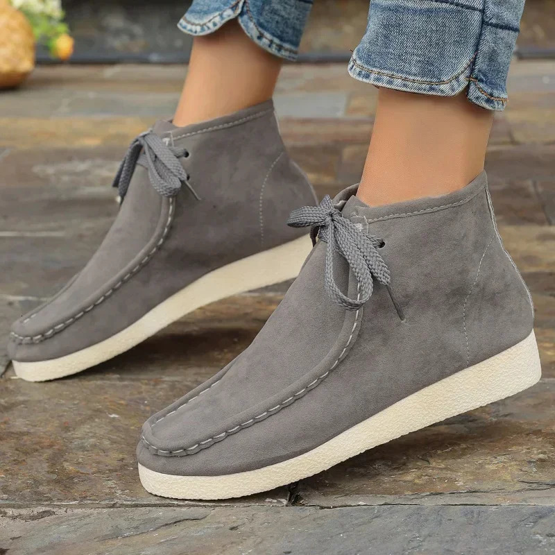Womens Wedge Retro Womens Ankle Boots Autumn Trend Round Toe Platform Boots Womens Comfortable Shoes Fashion Short Boots 241113