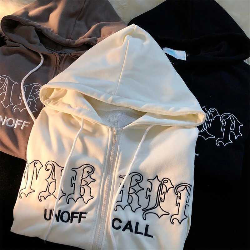 1Hoodies Women Retro Harajuku Hip Hop Jacket High Street Zip Up Hoodie Casual Loose Sweatshirt Clothes Y2K Tops oversized hoodieXJ241113
