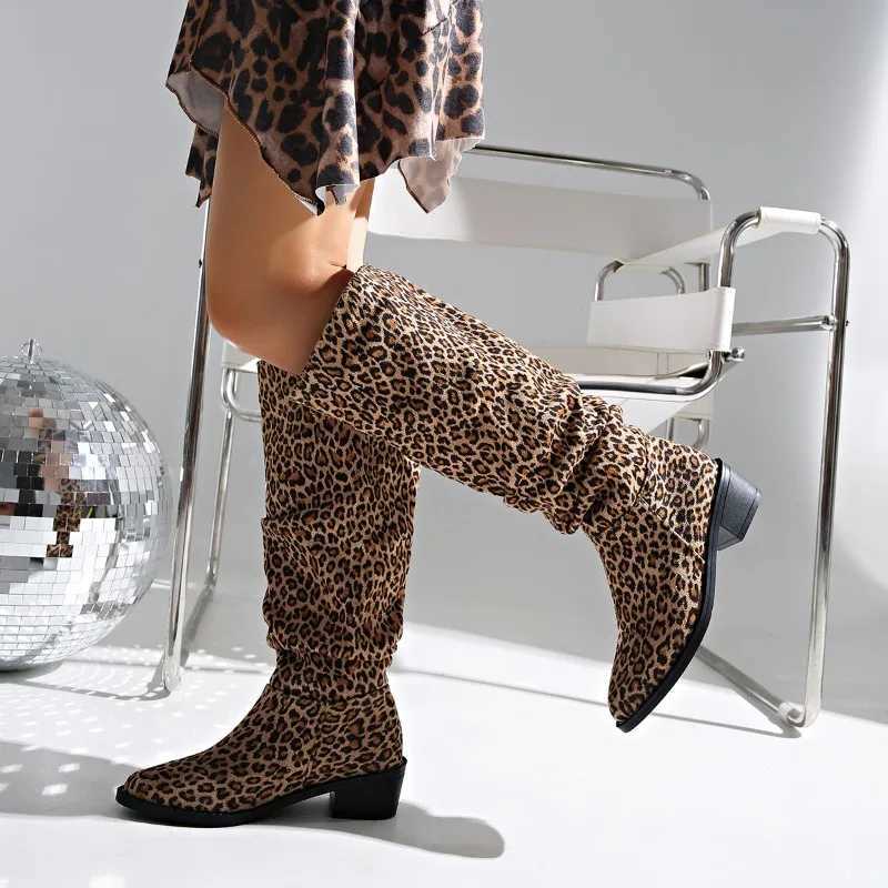 Hot S Wen Shoes Slippery - Wen Boots Fi Leopard Printed Modern Boots Wen New Plus Knee High Boots Zapatos M241113