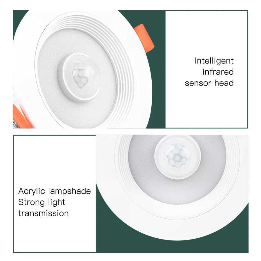 PIR Motion Sensor Spot LED Downlight 5W 10W 15W 20W Smart Home LED Spot Light AC85-265V Recessed Ceiling Light For Living RoomLX241114