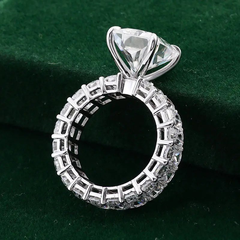 Rulalei Gorgeous Luxury Jewelry 925 Sterling Silver Princess Cut White Topaz CZ Diamond Gemstones Large Zircon Party Eternity Women Bridal Ring For Lo