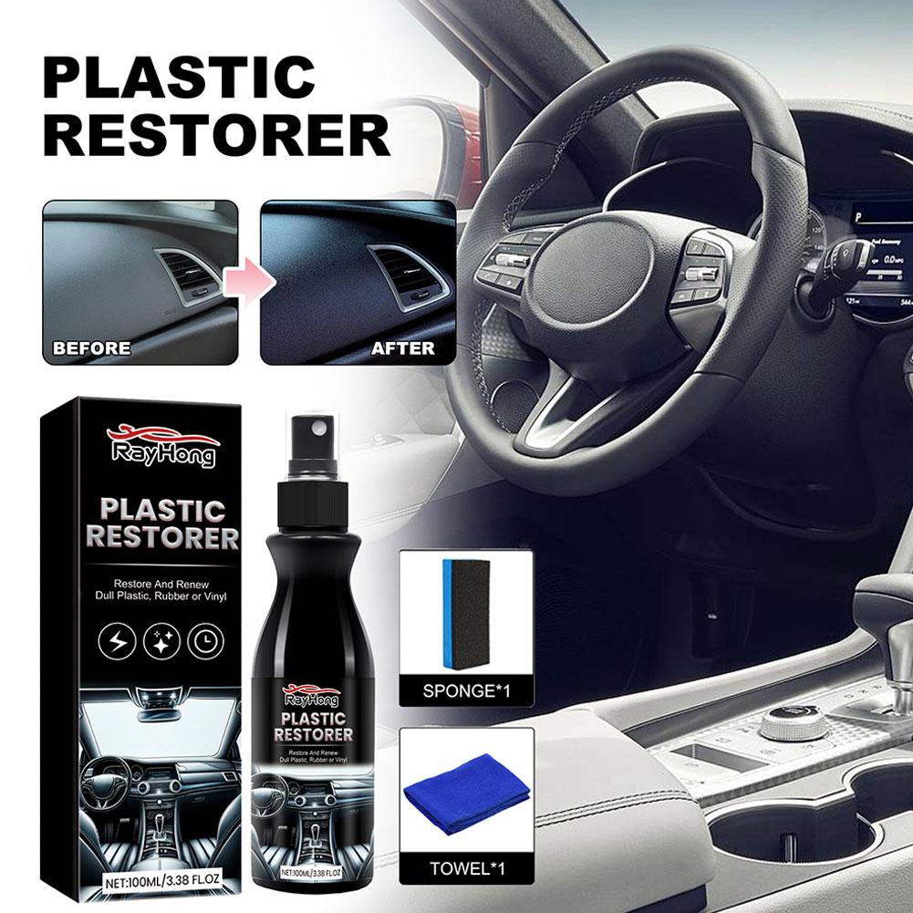 100ml Car Plastic Restorer Polish Leather Cleaner Spray To Renovator Plastic Car Black Interior Gloss Accessorie Back R8k5