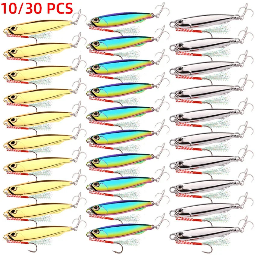 10/30PC/batch metal casting fixture spoon 60G 40G 30G bait set with hook casting fixture fishing rod fishing bait 241113