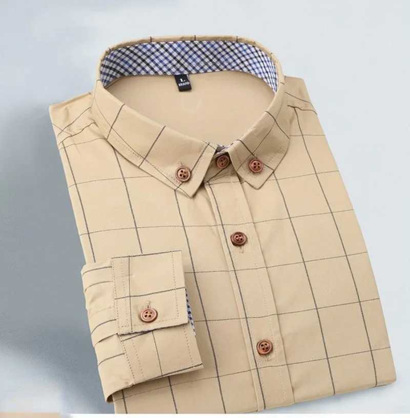 Quality New Button Down Mens Plaid Cotton Mens Dress Shirts Male Long Sleeve Slim Fit Business Casual Floral Man Shirt Plus 5XLXJ24113