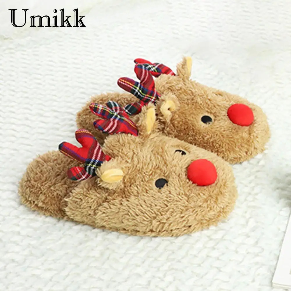 Cute Christmas reindeer slider anti slip winter slider comfortable mens breathable bedroom slider 241113