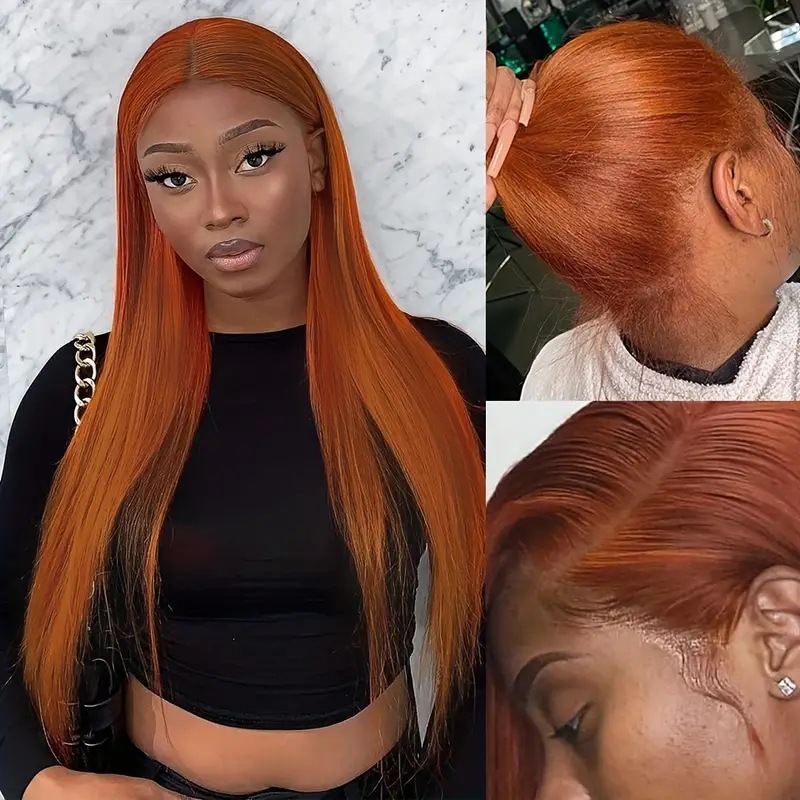 13x4 HD Blonde Lace Front Wig Straight Fashion Synthetic Wig 180 Ddensity Black Hair Headband Half Wig Heat Resistant for Women Pre Plucked