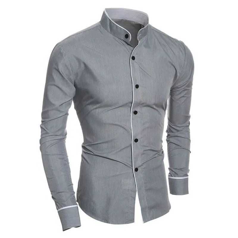 Foreign Trade Spring Fall Mens Pure Color Simple Casual Korean Style Slim Long-Sleeved Shirt Mens Shirt Bottoming Shirt F...XJ24113