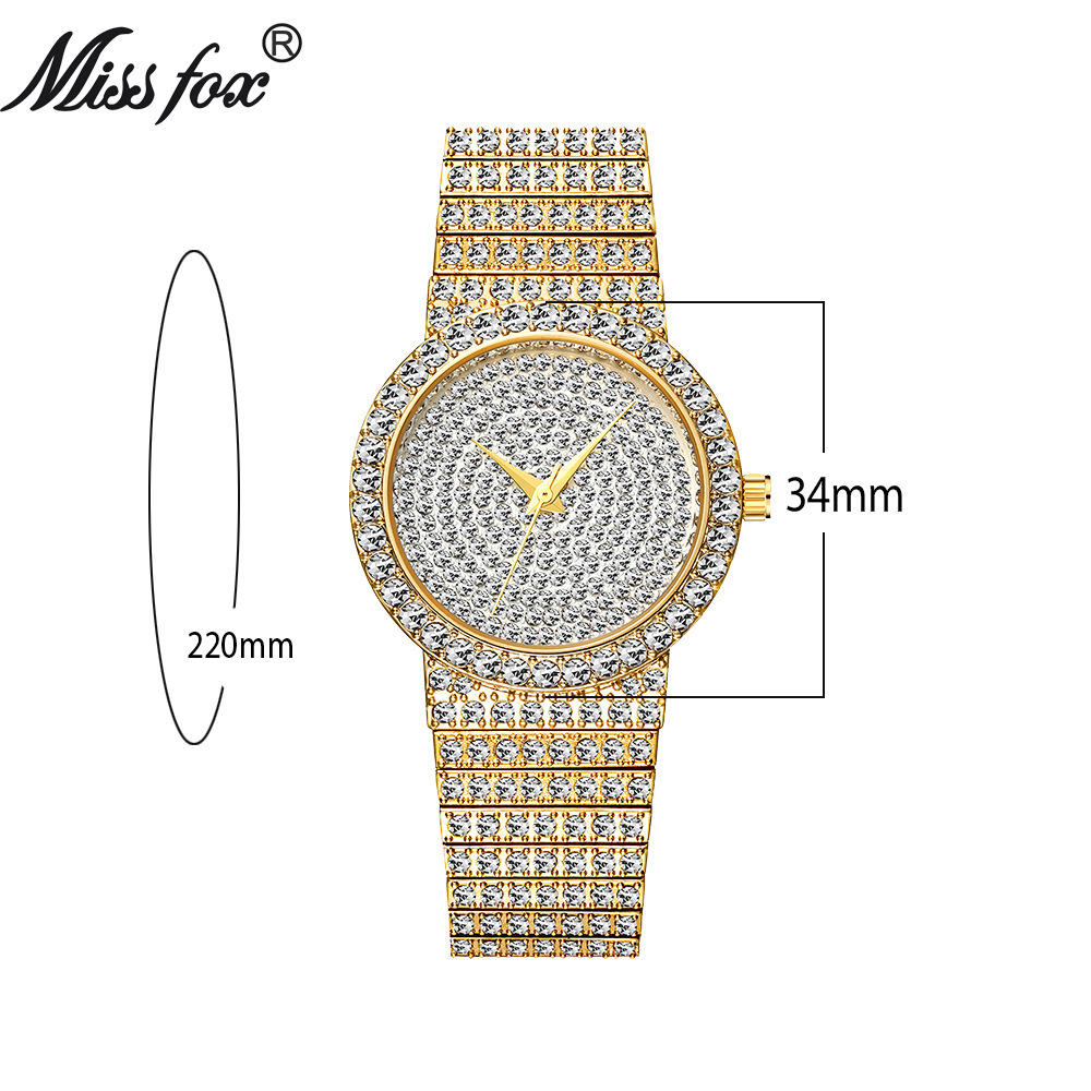 Diffuse Star Diamond Encrusted Waterproof Quartz Watch Women's Watches Gold ColorThickness 9mmDial diameter 37mmWaterproofTop qualitymanufacturer