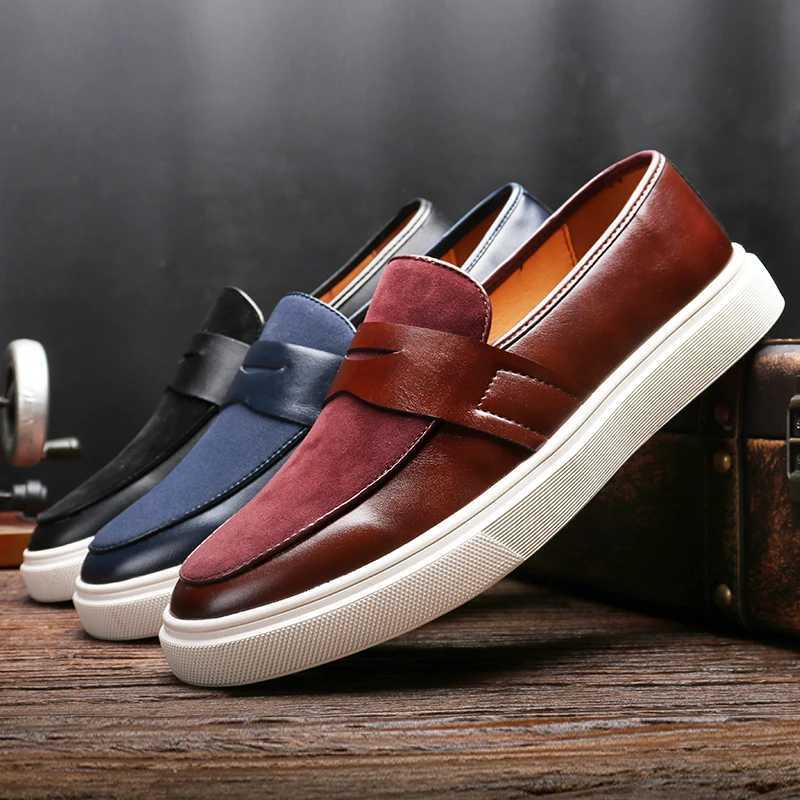 Fi Mens Casual Slip- Leather Shoes Men Classic British Style Penny Loafers Mens Outdoor Board Shoe Driving FlatsXJ250118