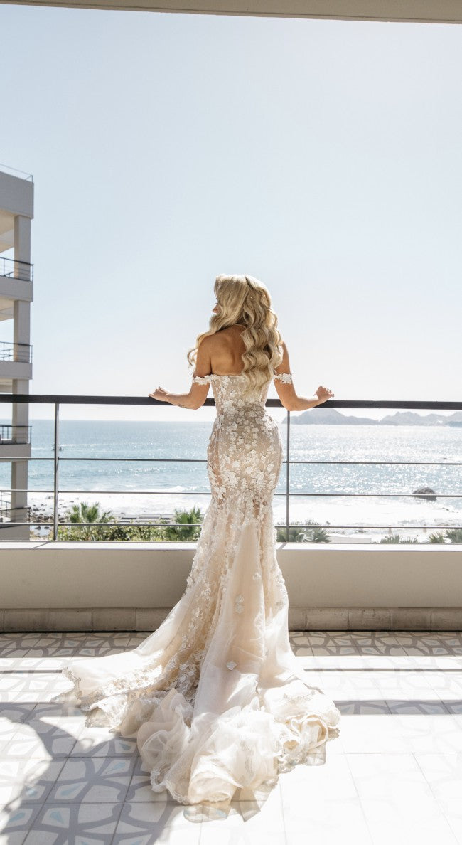 Mermaid Floral Wedding Dresses Lace Applique Beaded Bridal Gowns Off The Shoulder Modern Robes De Mariee Vestidos