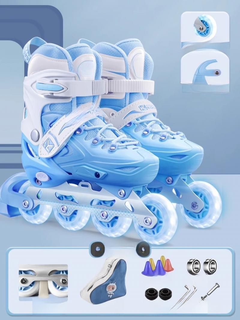 Inline Roller Skate Shoes Knee Elbow Pads Helmet Set Outdoor Skating For Beginner Adult Unisex Flashing 4 Wheels Skates Sneakers fc175 51b84