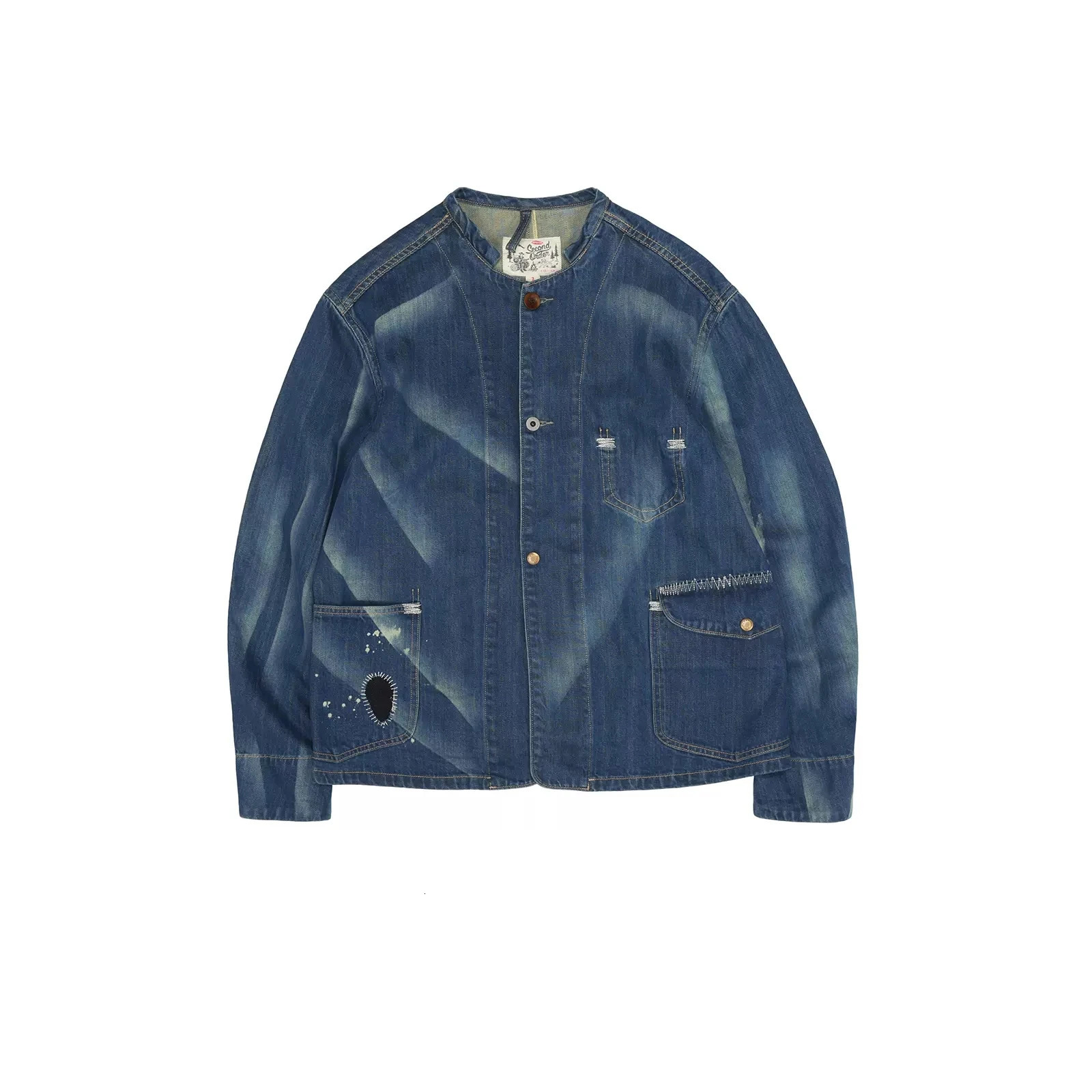 Second Order Denim Engineer Jacket For Men Selvedge Jean Chore Coat Washed Blue 240408