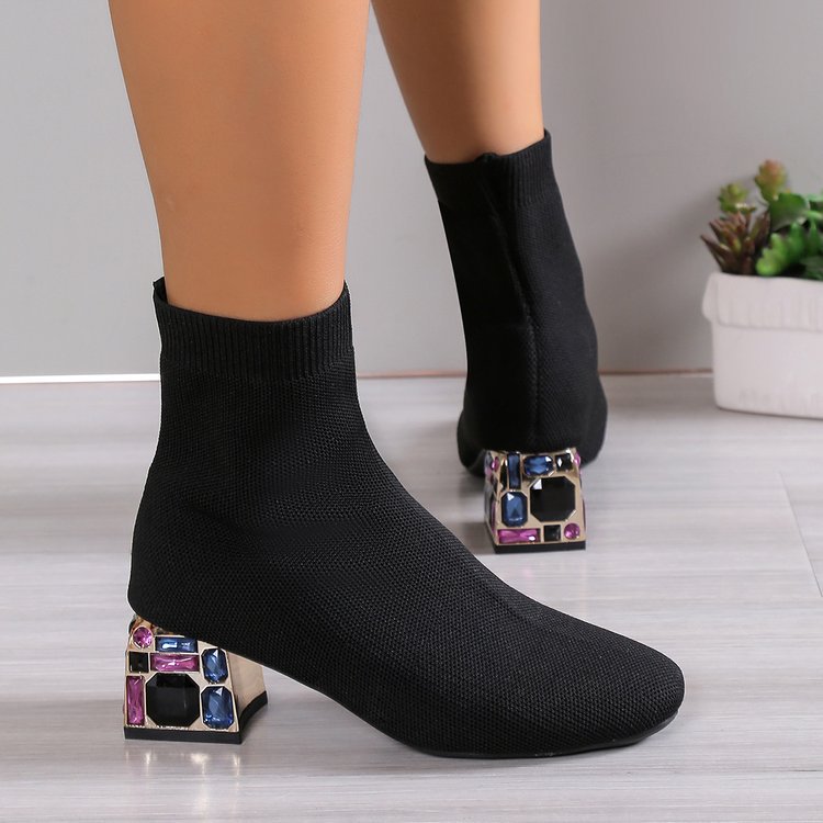 Women popular New Trendy Boot Autumn Winter Rhie Thick Heel Short Boots