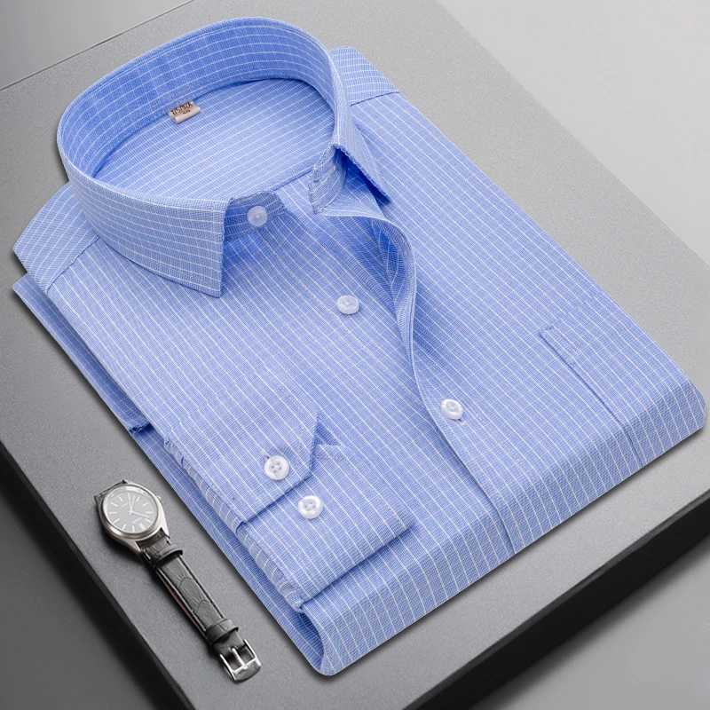 2023 Brand New Men Shirt Male Dress Shirts Striped Mens Casual Long Sleeve Business Formal Plaid Shirt camisa socialXJ24113