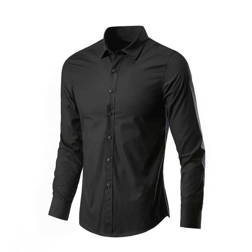 Shirt mens long -sleeved slim -fitting business formal dress handsome black and white shirt mens casual workers Korean trendXJ24113