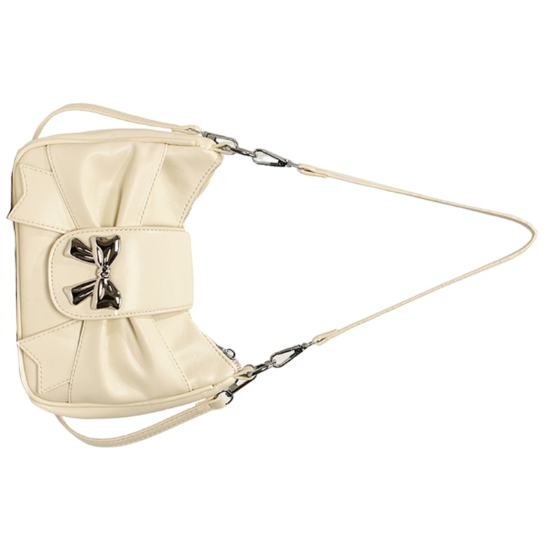 PU Leather Shoulder Bag for Women Korean Bag Bowknot Shopping Dating Bag Lovely Underarm Crossbody Bag