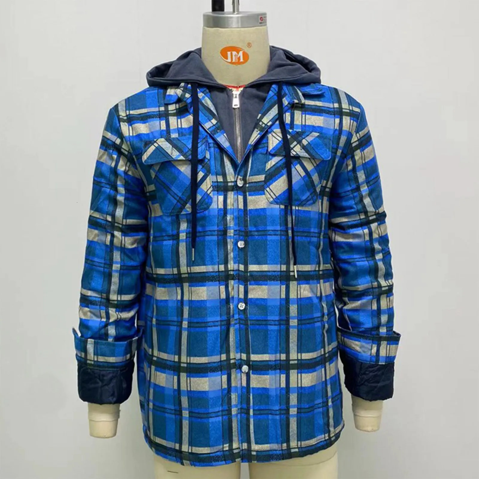 Mens bedding with lining buttons plain weave shirt added velvet to keep the jacket warm 241113 - view 6
