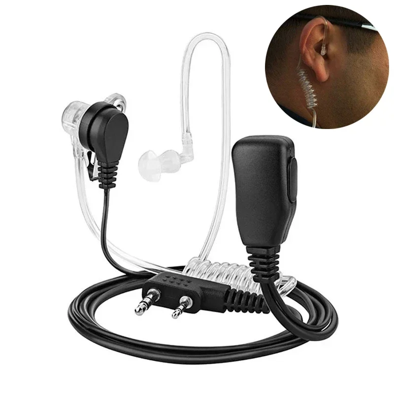 2 Pin PTT MIC Headset Covert Acoustic Tube In-ear Earpiece For Kenwood TYT Baofeng UV-5R BF-888S CB Radio Accessories