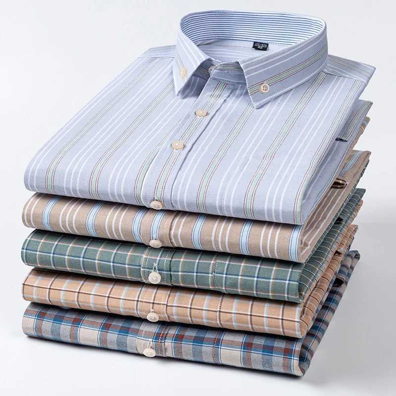 100% Cotton Oxford Mens Shirt Short Sleeve New High Quality Business Casual Fashion Mens Plus Size Shirt Formal S-7XLXJ24113