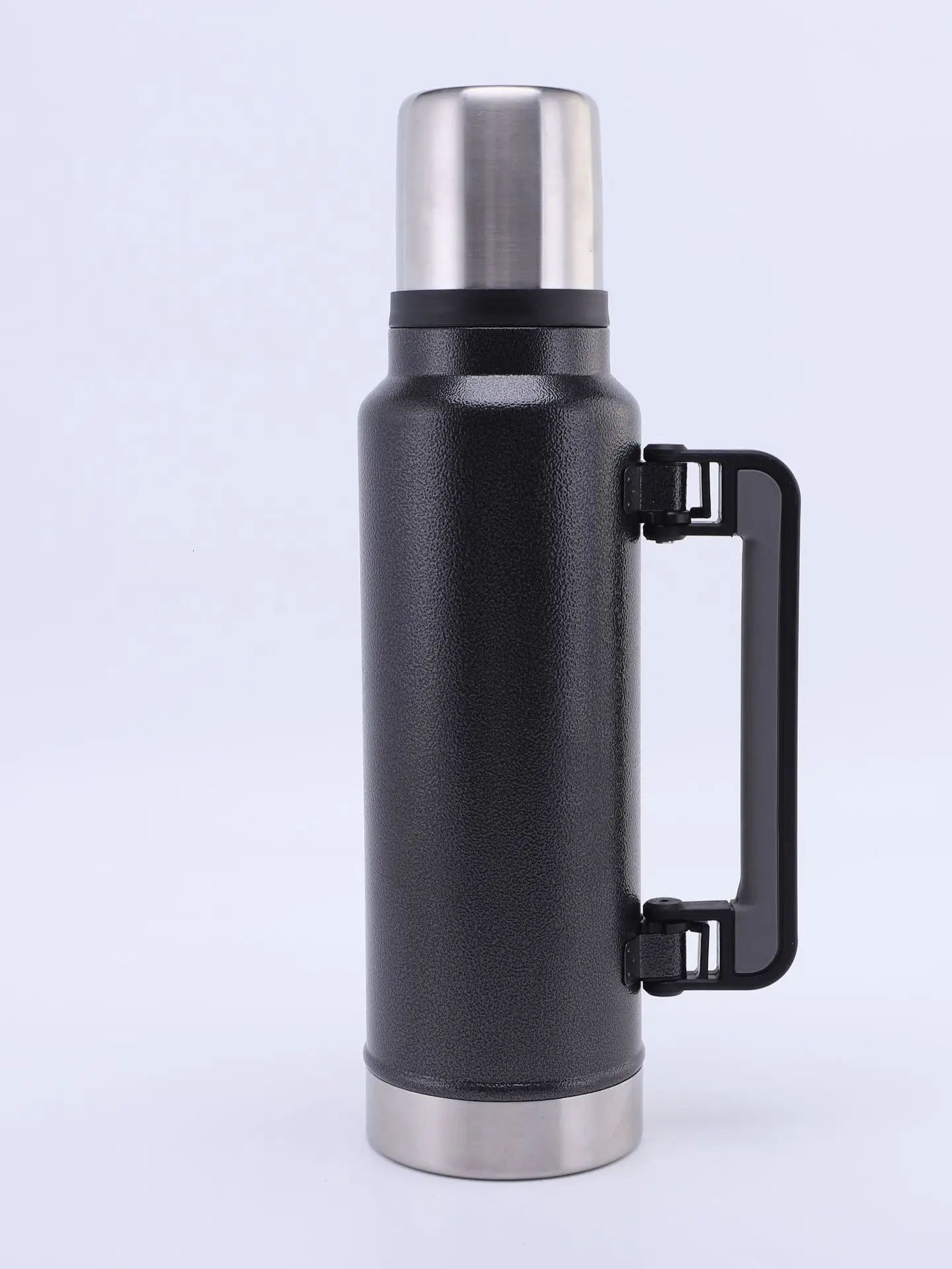 1Pc 1400Ml 47Oz Double Wall Vacuum Stainless Steel With Handle And Lid, Leakproof Water Bottle For Outdoor Camping