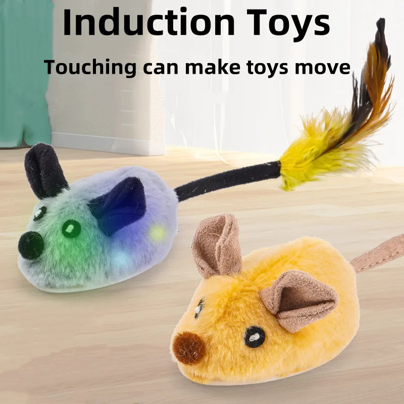 Electric Mice Cat Toys Interactive Self-Play Walking Simulation Mouse Pet Cat Plush Toy Vibration Sensor Kitten Cats Teaser Toys 240411
