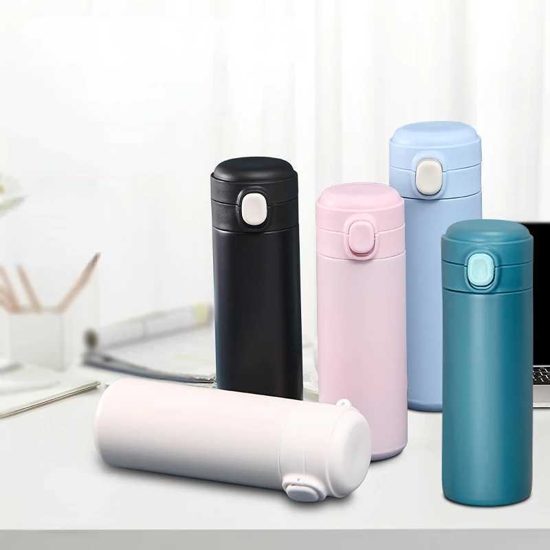 New stainless steel lid double vacuum straight cup cute simple pea cup stainless steel water bottle thermostat Y241114