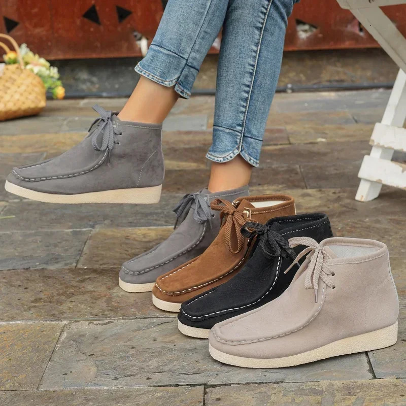 Womens Wedge Retro Womens Ankle Boots Autumn Trend Round Toe Platform Boots Womens Comfortable Shoes Fashion Short Boots 241113