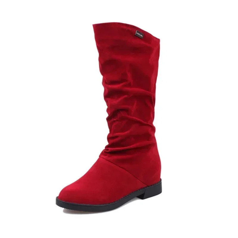 Snow boots womens winter shoes casual womens high boots black red soft comfortable womens shoes solid suede womens long boots 241113
