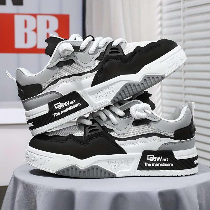 Men's Fashion Skate Sneakers - Breathable, Non-Slip Rubber Sole, Lace-Up Casual Shoes for All Seasons