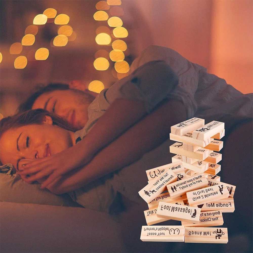 Couple Game Night Intimate Block Tower Game Valentines Day Rolling Tower Stacking Block Game Adult ParTY Interactive Game W241114