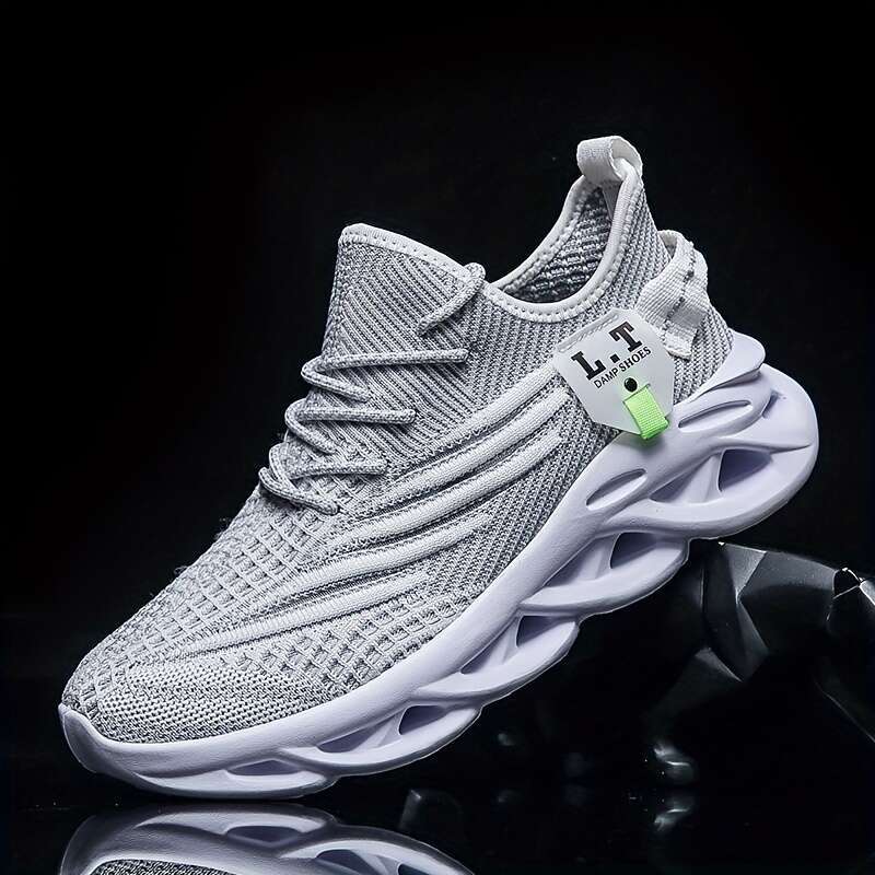 Breathable Knit Sneakers Men - Non-Slip, Lace-Up Athletic Footwear for Running & Basketball