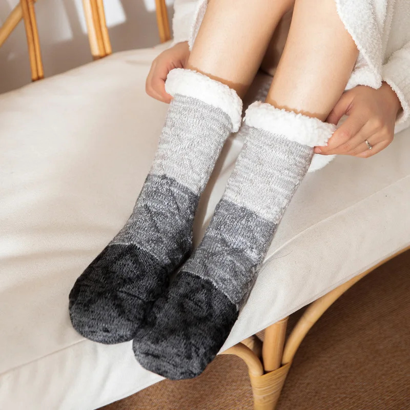 Home Room Socks Warm Children Adult Carpet Socks Home Fleece Lined Sleep Lambswool Socks Confinement Slippers Foot Snow Socks 241114bj