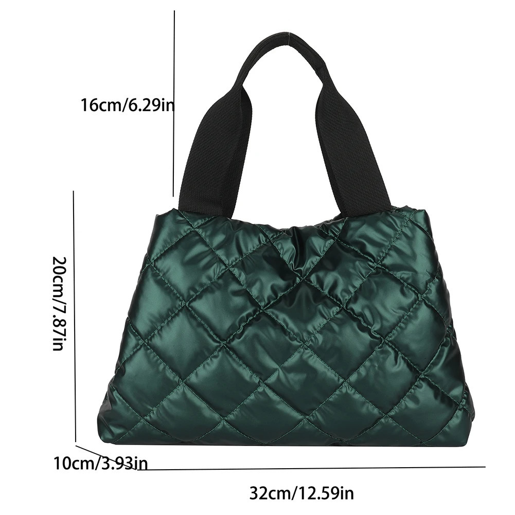 Women Quilted Hobo Handbag Puffer Shoulder Bag Large Capacity Top-handle Bag Soft Solid Color Padded Bag Cotton Girls Winter Bag 241114