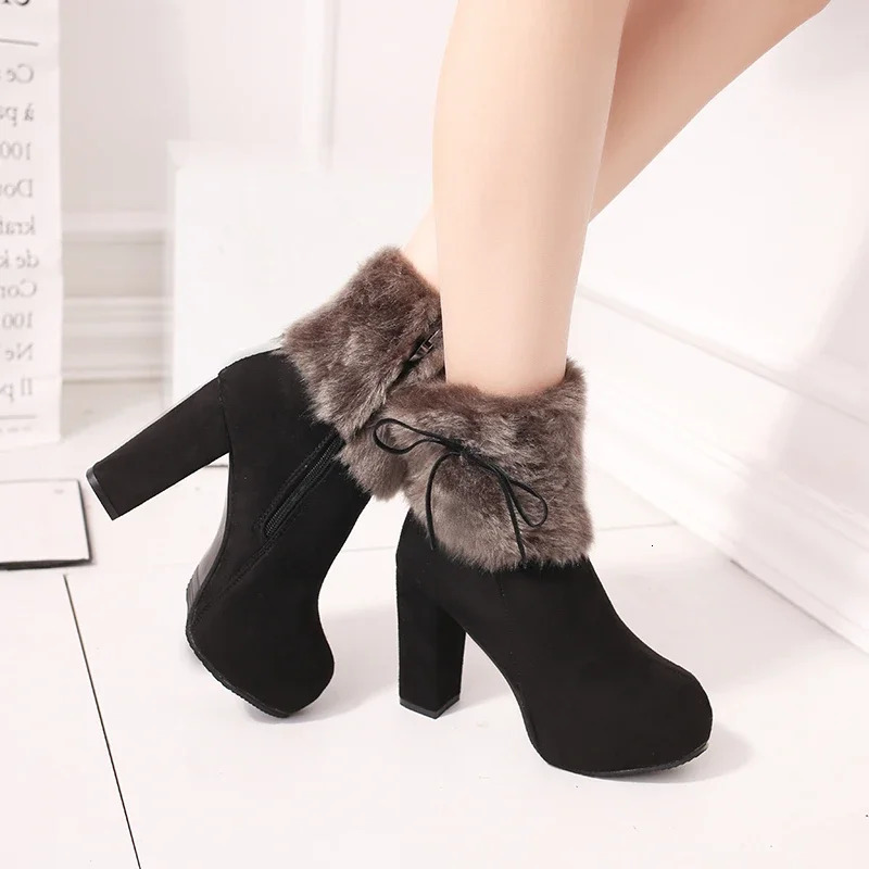 Womens Fashion Shoes Round Toes Suede Side Zipper Womens Boots Winter Sale Like Cake Solid Color Womens Shoes 241113